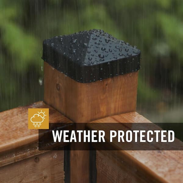 NUVO IRON Easy-Cap 6 in. x 6 in. Black Galvanized Steel Pyramid Post Cap (6-Pack)