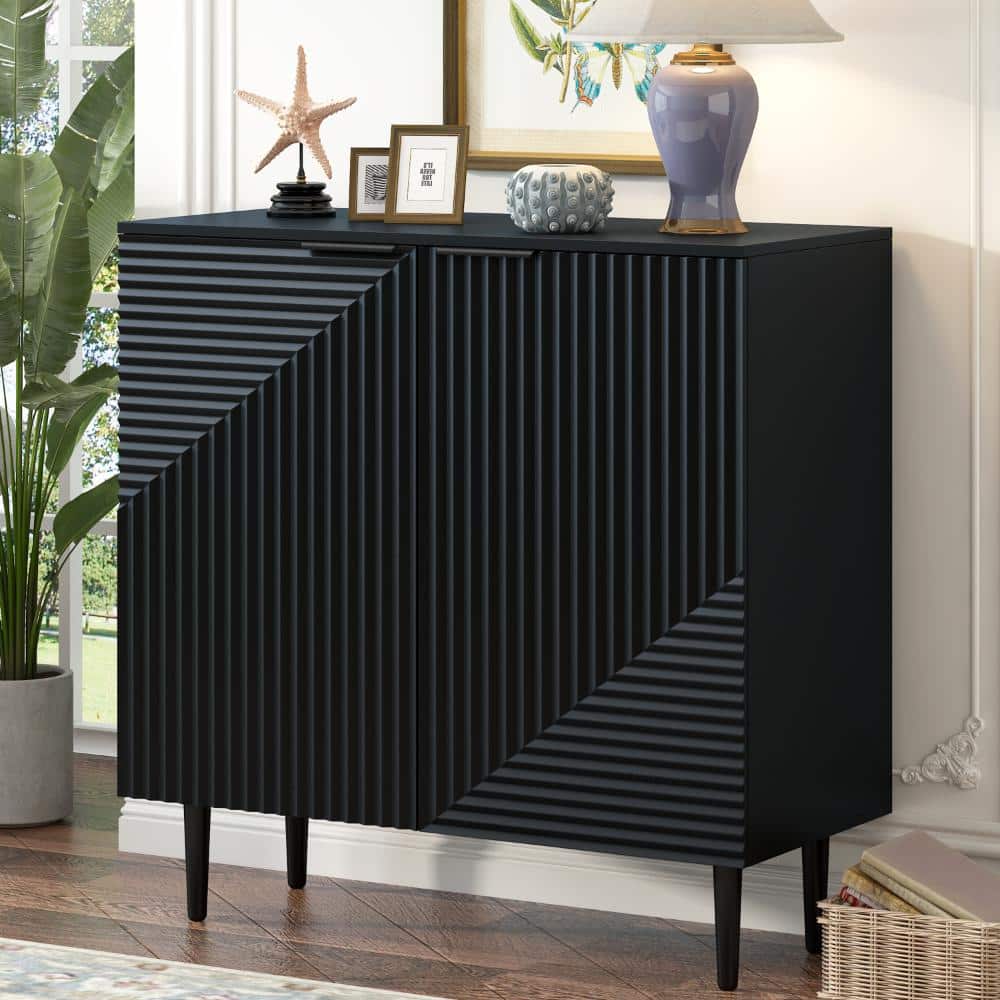 Nestfair Black 15.75 in. D Storage Cabinet Side Cabinet with