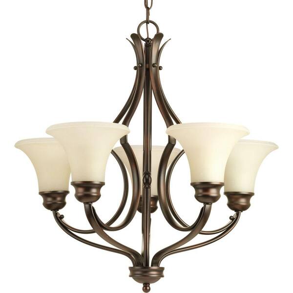 Progress Lighting Applause Collection 5-Light Antique Bronze Chandelier with Natural Parchment Glass Shade