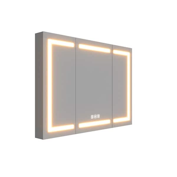 48 in. W x 36 in. H Dimmable LED Recessed/Surface Mount Rectangular Aluminum Medicine Cabinet with Mirror