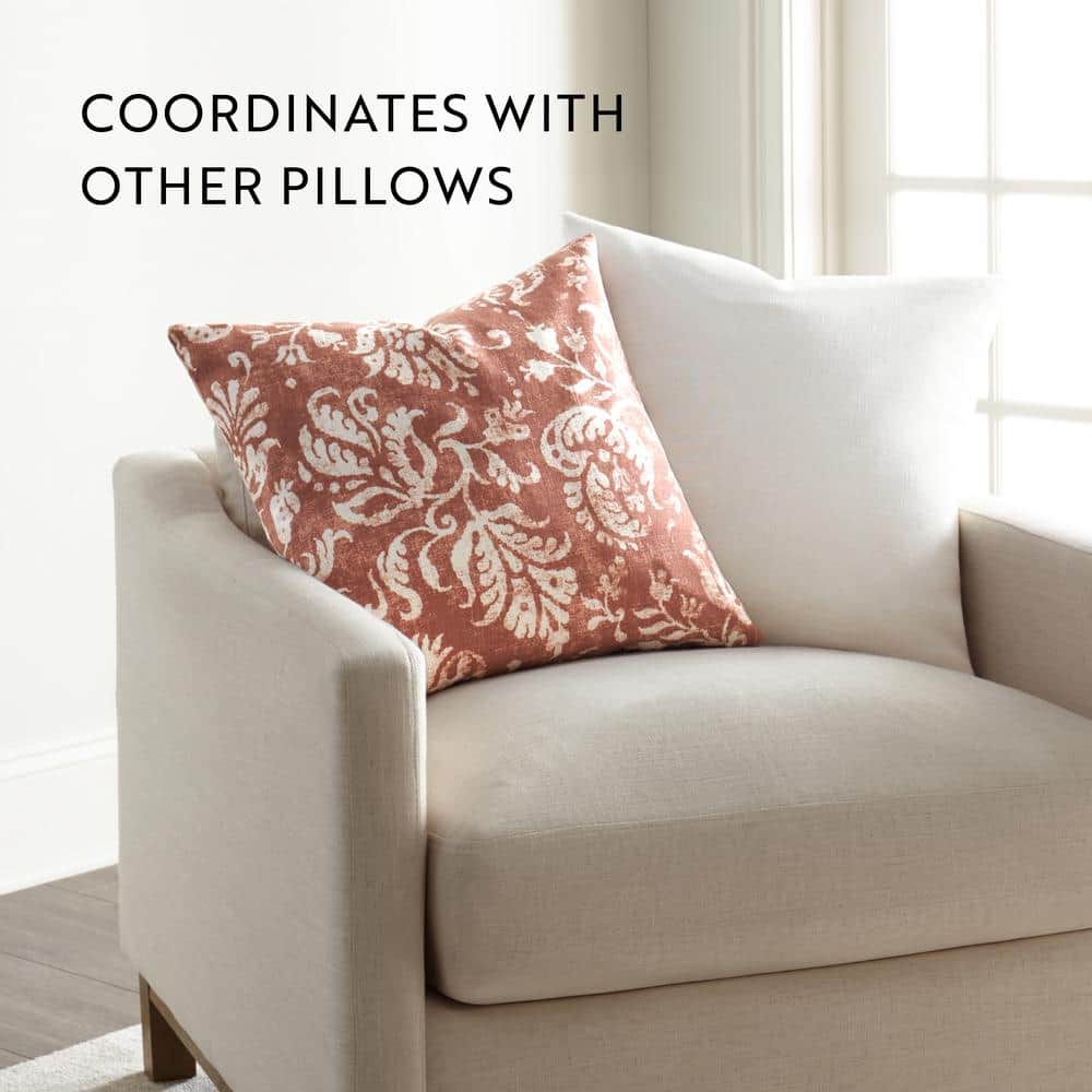 Elegant Rose Cotton Square Throw Pillow with Removable Cover