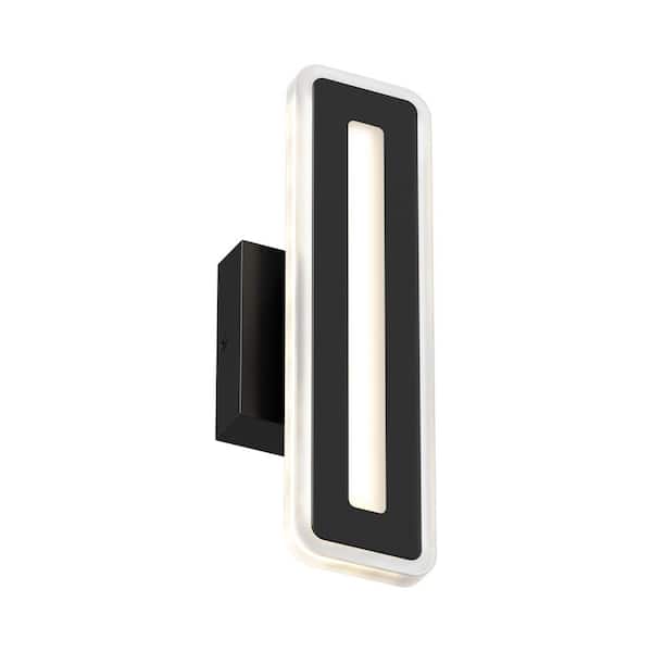 Evasion Black Outdoor Hardwired Integrated LED Wall Sconce Cylinder Light