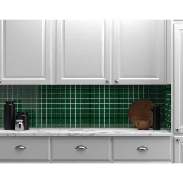 Kitchen renovation with green glazed ceramic tile full-wall