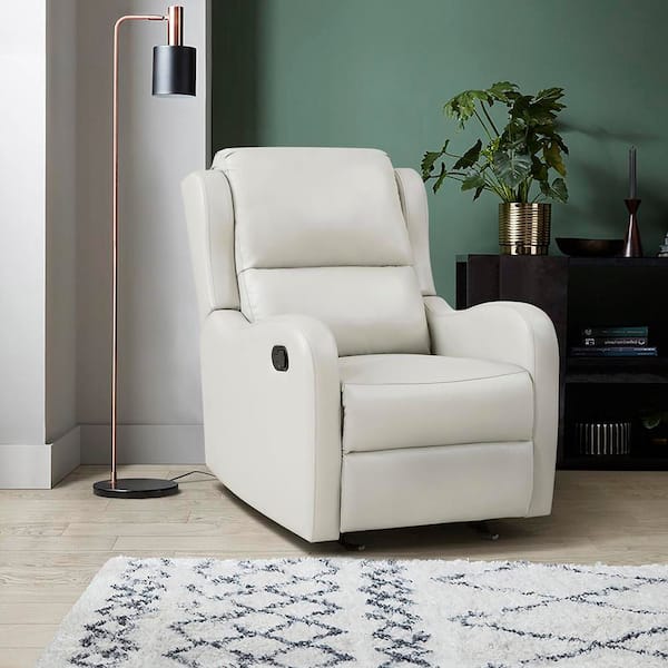 Lazzara Laurel Taupe Faux Leather Manual Glider Recliner 8527TPE