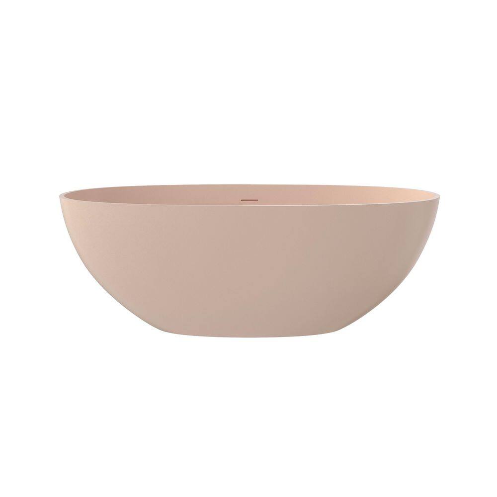 Ula 61 in. x 29 in. Soaking Bathtub Freestanding Solid Surface Stone Resin Soaking Tub with Center Drain in Pink-Sand price history on PriceWatchPro