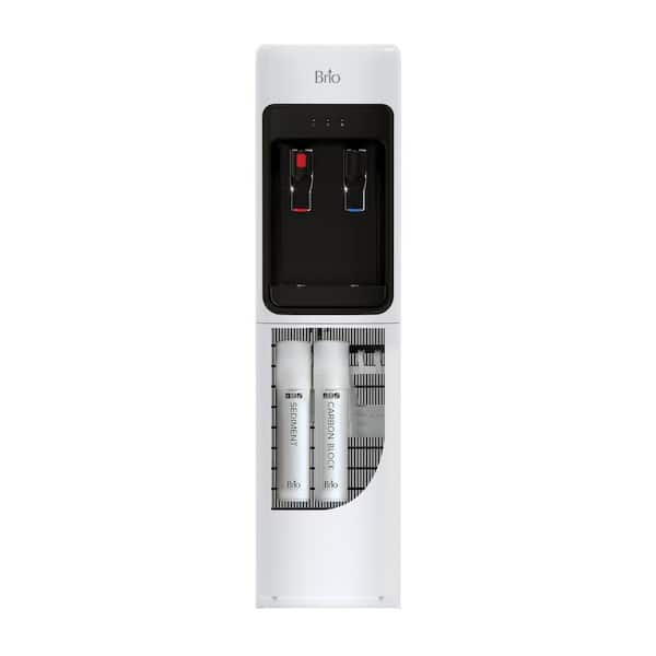 Brio Bottleless Water Dispenser White with 2-Stage Filtration, Paddle Dispensing, Hot and Cold, LED Indicator Lights