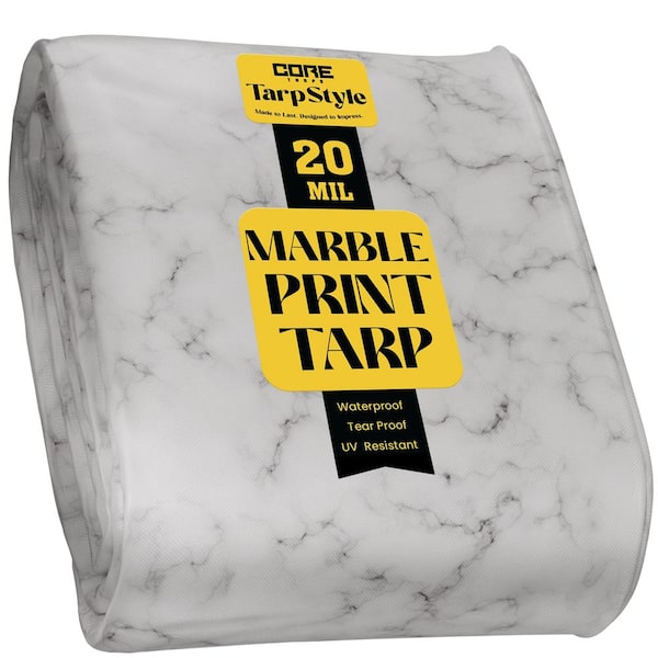 40 ft. X 40 ft., Marble/White, Extreme Heavy Duty 20 Mil Tarp Cover, Waterproof, UV Resistant