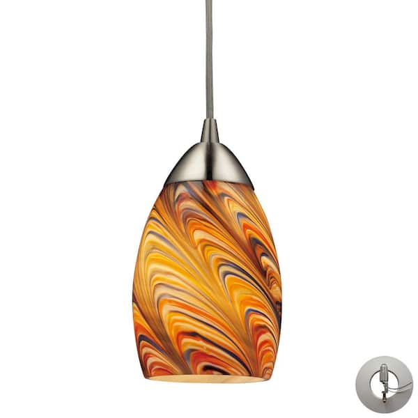 Titan Lighting Muir 1-Light Satin Nickel Mini Pendant Light with Glass Shade