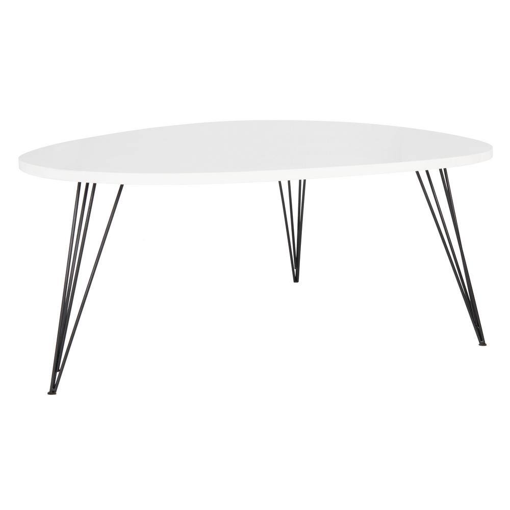 Wynton Triangular Black & White Wood Coffee Table - 44"