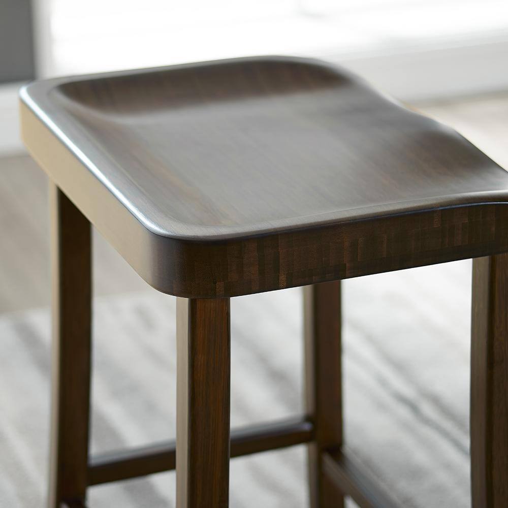 Eco-Friendly Black Bamboo Backless Bar Height Stool (Set of 2)
