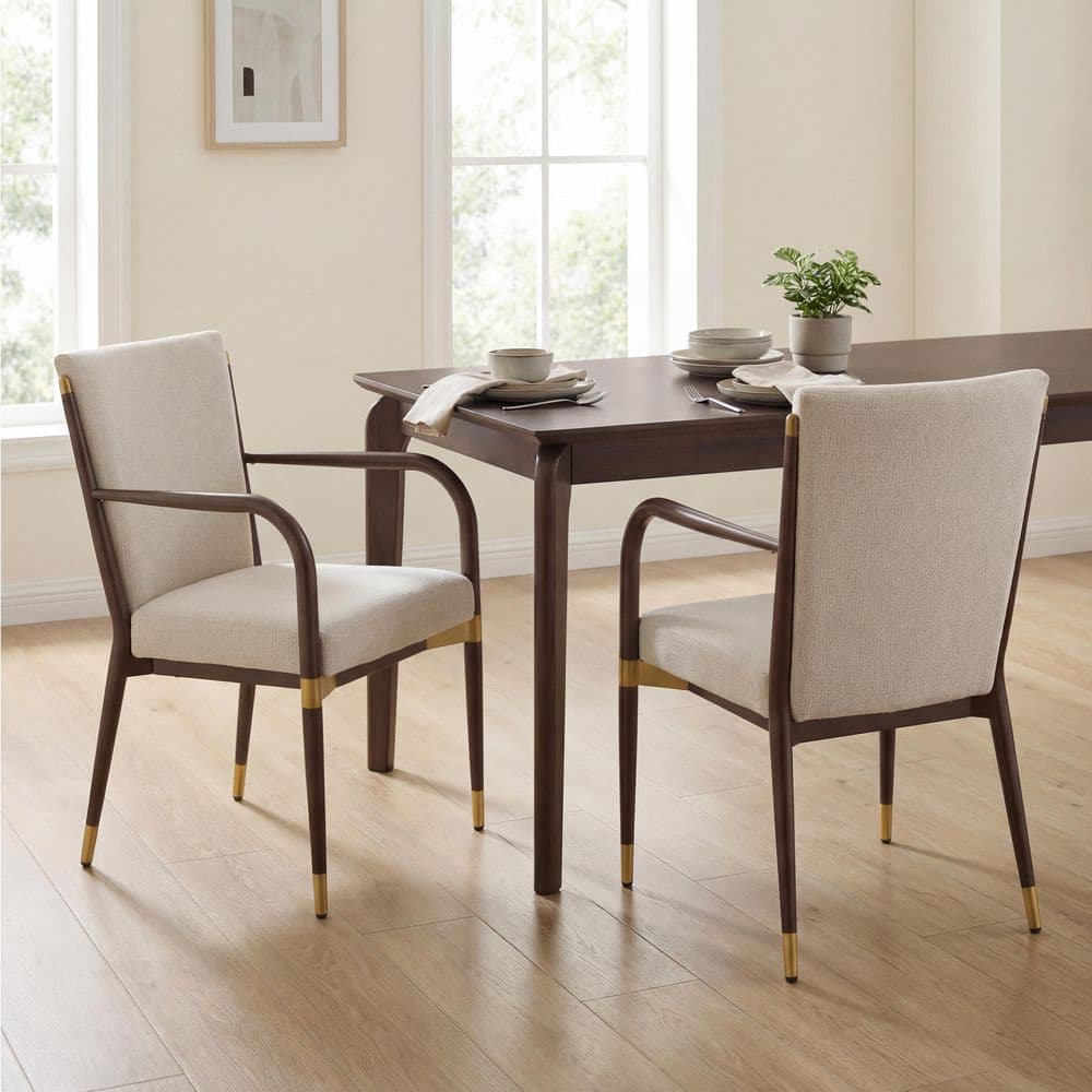 Harper & Bright Designs Beige and Brown Modern Metal Frame Upholstered ...