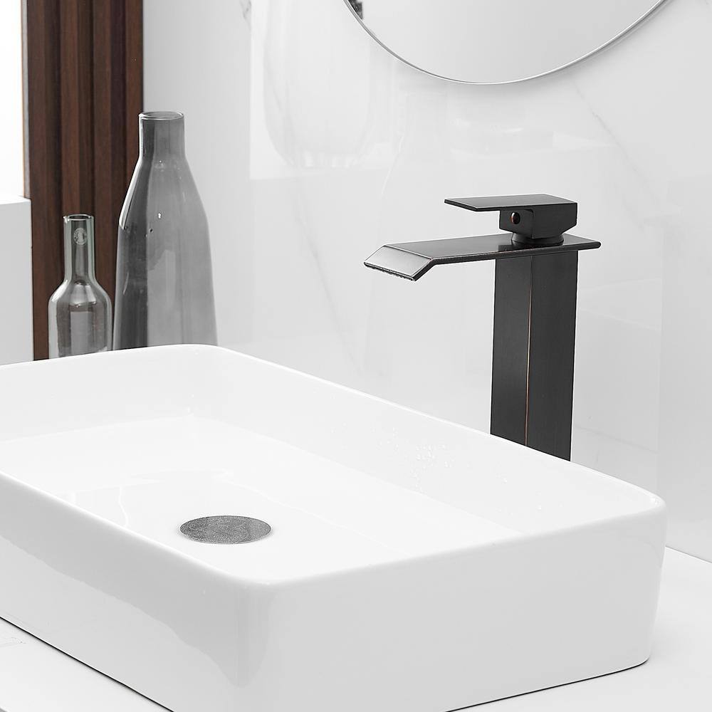 Oil-Rubbed Bronze Tall Vessel Sink Faucet with Drain Assembly