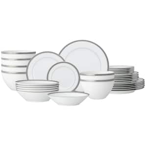 Charlotta Platinum 30-Piece Dinnerware Set (Platinum) Porcelain, Service for 6