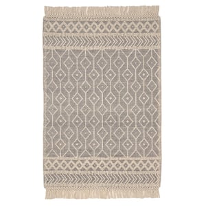 Willow 7 ft. x 10 ft. Black/Ivory Hand-woven Geometic Area Rug