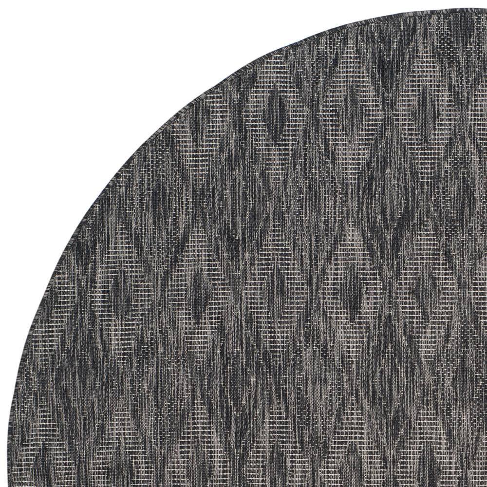 Black Round Flat Woven Synthetic Area Rug