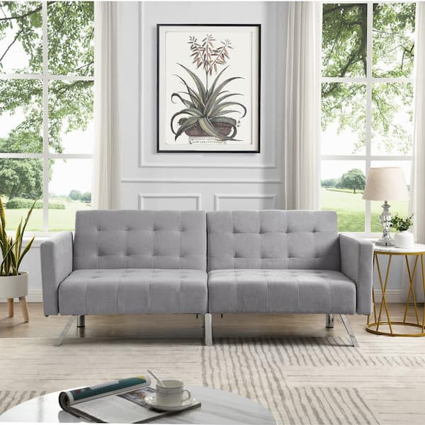 URTR 30 in. W Square Arm Sofa Cotton Upholstery Bed Sofa Modern Style  Straight Sofa with 2 Pillows Linen Sofa in Dark Gray WYX-216G - The Home  Depot