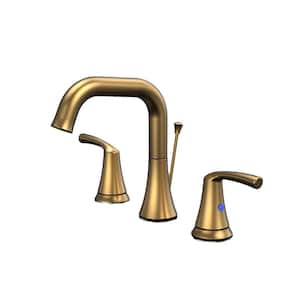 8 in. Widespread Double-Handle Bathroom Faucet with Pop-Up Drain in Brushed Gold