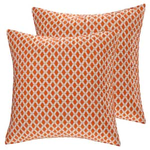 Mackenzie Orange and White Medallion Quilted Cotton 26 in. x 26 in. Euro Sham (Set of 2)