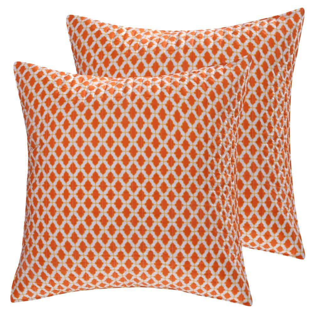 LEVTEX HOME Mackenzie Orange and White Medallion Quilted Cotton 26 in ...