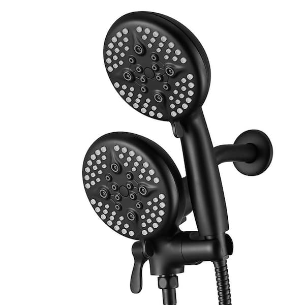 ELLO&ALLO 24-Spray Patterns 5 in. Wall Mount Dual Shower Heads and Handheld Shower Head in Matte Black