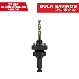 7/16 in. Quick Change Large Hole Saw Arbor No Wobble W/Pilot Drill Bit