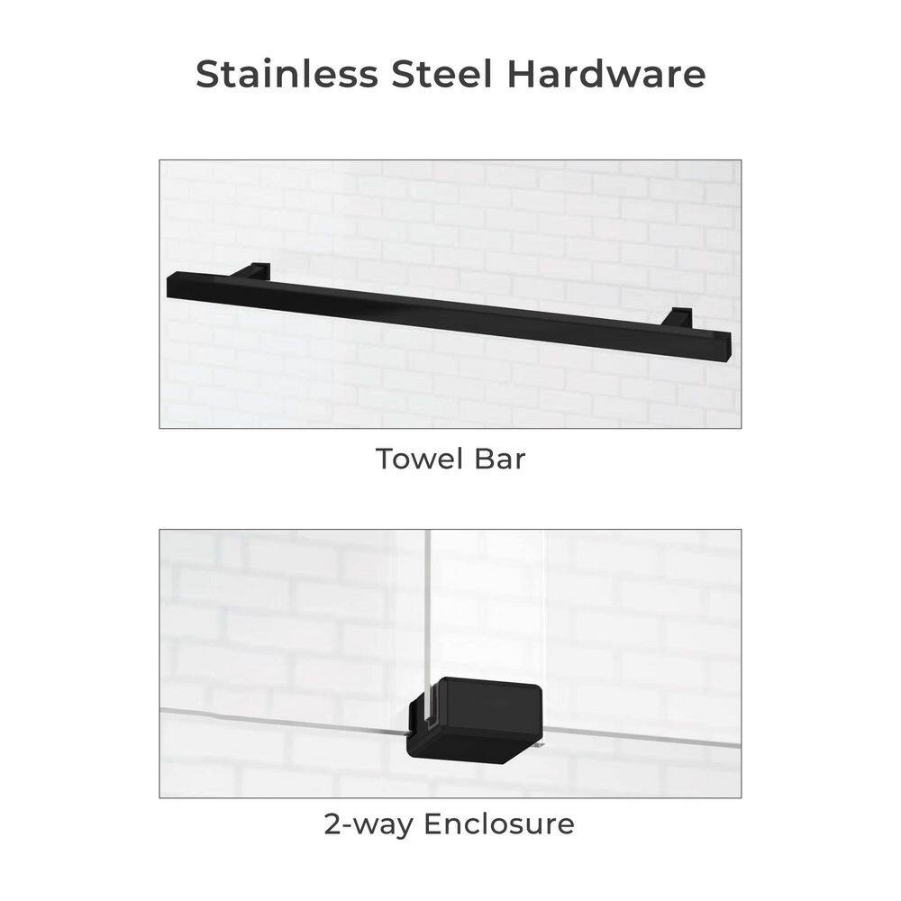 Portofino Matte Black Frameless Double Sliding Shower Door 48" x 79"