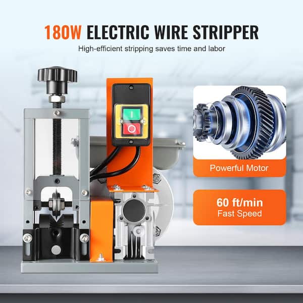 Electric Cable Stripping Tool, 0.06 in.-0.98 in. Motorized Wire Stripper, 180 W Power, 60 ft. /min Speed, Ideal
