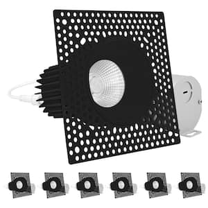 3 in. Black Canles Remodel Integrated LED Trimless Recesed Light 5 Color Temperature Dimmable Damp and IC Rated (6-Pack)