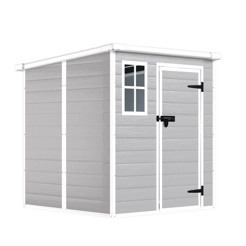 Grey 6 W x 6 ft. D Waterproof Resin Outdoor Storage Shed w/Floor, Window, Lockable Doors & Vents (36 sq. ft. ) price history on PriceWatchPro