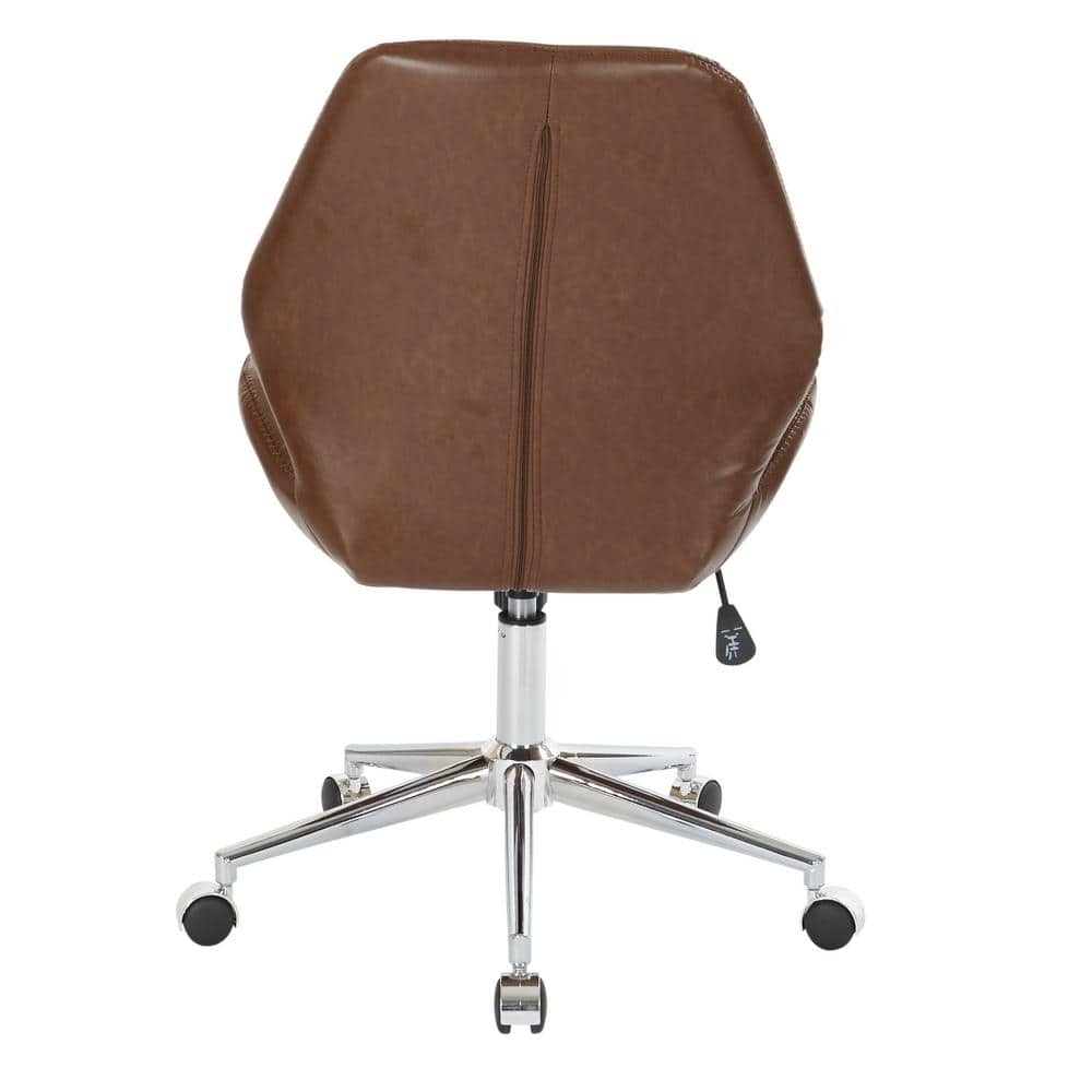 Chatsworth Swivel Executive Office Chair in Saddle Brown Faux Leather
