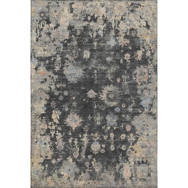 Mayfield Premium Machine Washable Abstract AMF2302 Charcoal 5 ft. x 7 ft. 6 in. Area Rug