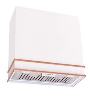 30 in. Stainless Steel Range Hood with Powerful Vent Motor, 600 CFM, 3-Speed, Wall Mount, in White with Copper