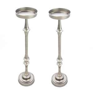 Dapper 6 in. Round Iron Metal 26 in. H Martini Side/Accent Table with Brushed Silver Finish (Set of 2)