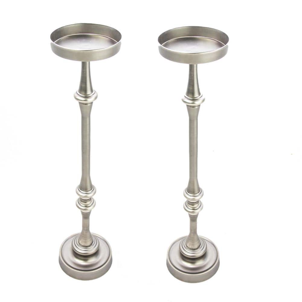 Brushed Silver Round Metal Martini Side Table