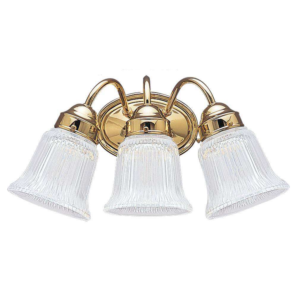 Sea Gull Lighting Brookchester 3 Light Polished Brass Vanity Light 4872 02 The Home Depot