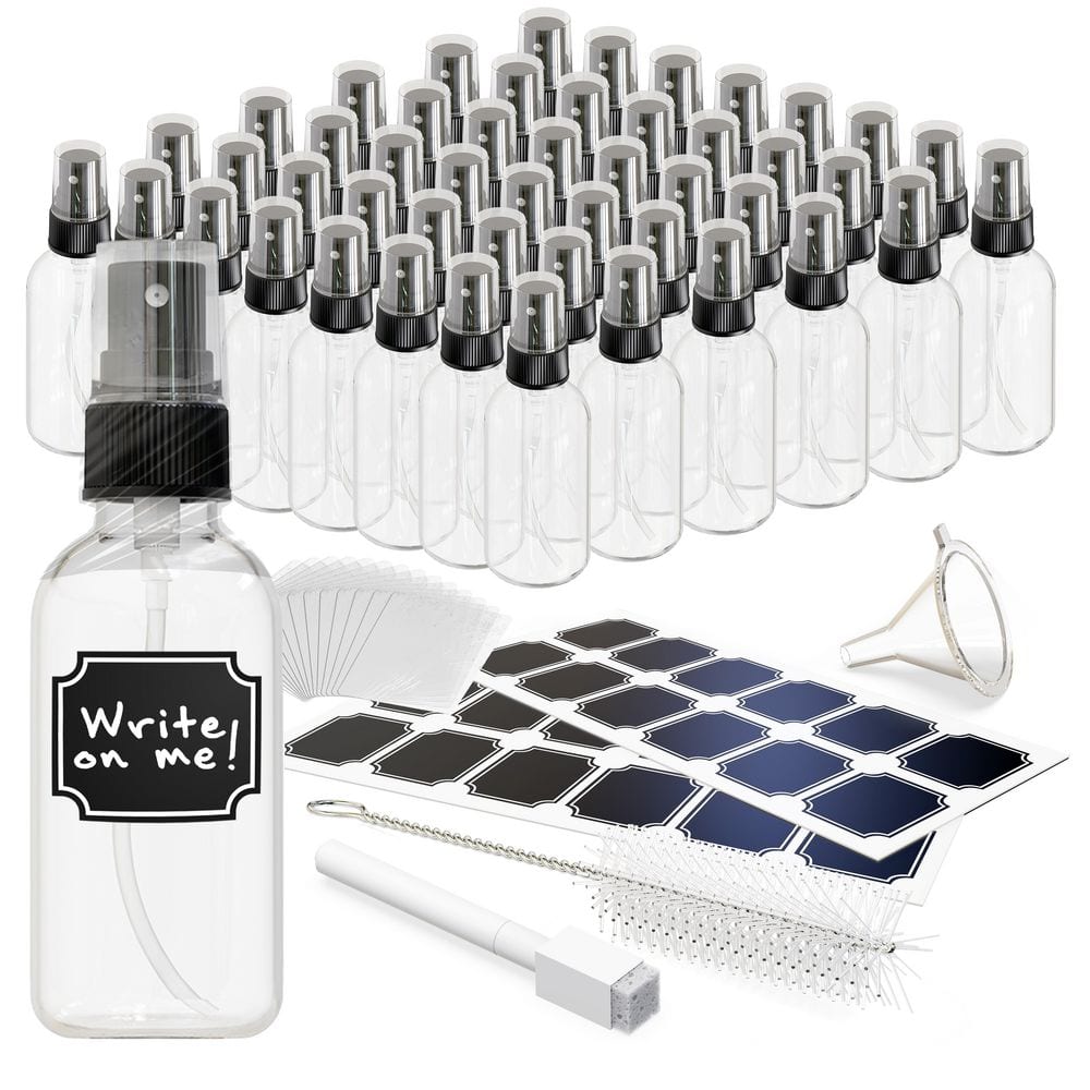 Nevlers 2 oz. Glass Spray Bottles with Funnel, Brush, Marker and
