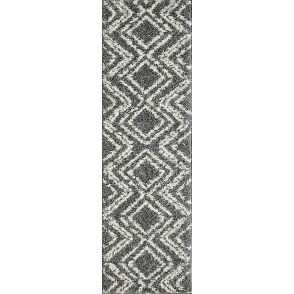 Vemoa Armeley Blue 2 ft. x 6 ft. 7 in. Geometric Polyester Runner Rug