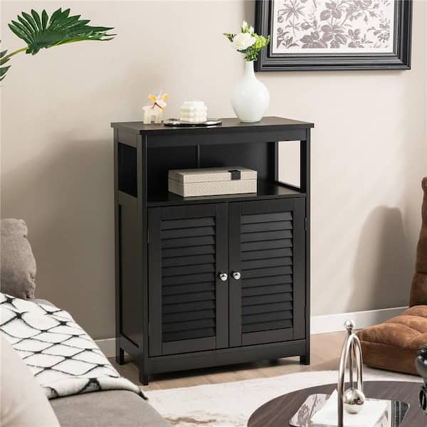 23.5 in. W x 12 in. D x 31.5 in.H Black P2 MDF Beadboard Door Stock Ready to Assemble Bath Kitchen Cabinet