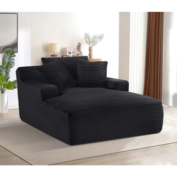 US Pride Furniture Crafted 48 in. Wide Straight Arm Corduroy Modern Foam Rectangle Sofa in. Black
