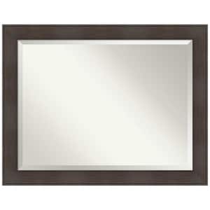 William Rustic Woodgrain 46.25 in. x 36.25 in. Rustic Rectangle Framed Espresso Bathroom Vanity Mirror
