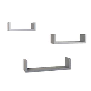 17 in. x 4 in. Gray Floating 'U' Laminated Shelves (Set of 3)