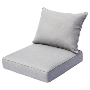 Tecci 25 in. x 25 in. Olefin 2-Piece Deep Seating Outdoor Lounge Chair Cushion in Light Gray