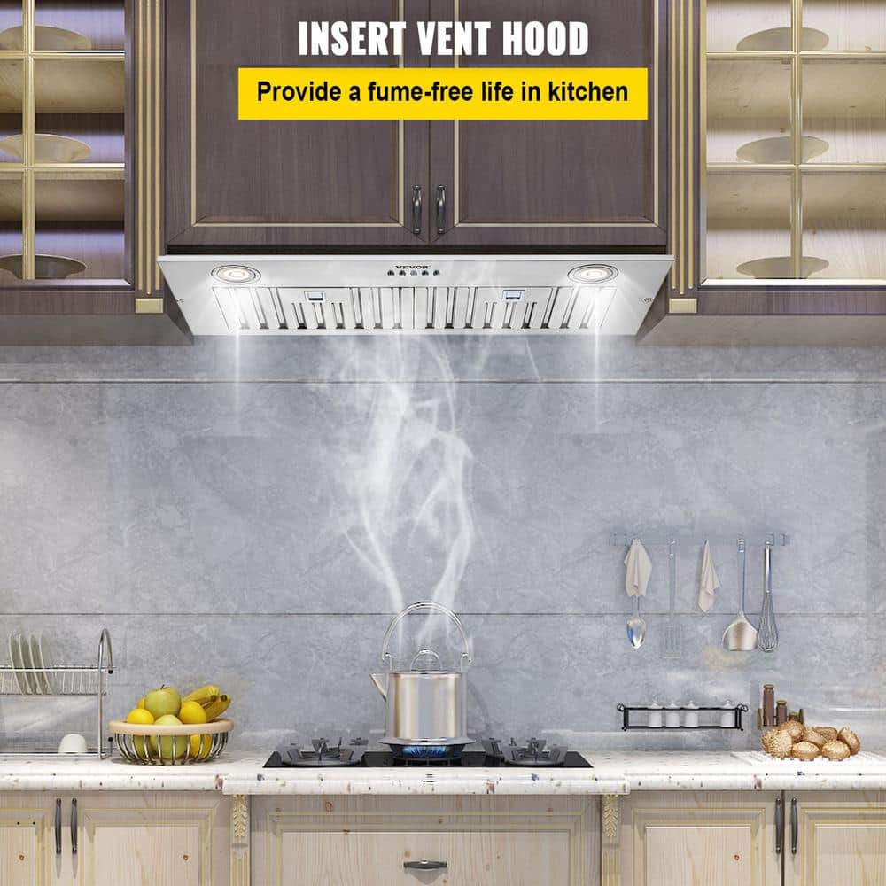 VEVOR 30-Inch Stainless Steel Convertible Insert Range Hood with Charcoal Filter
