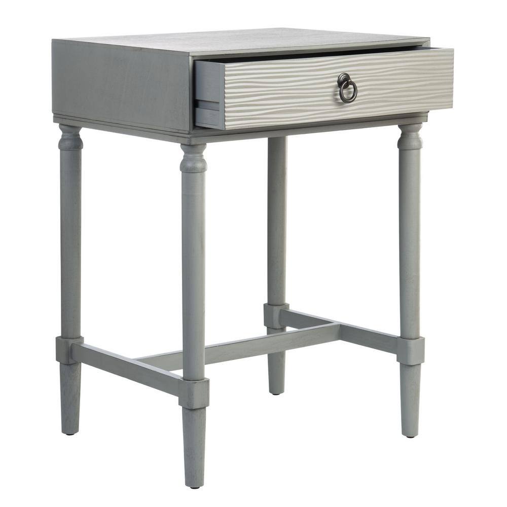 Distressed Gray Wood and Metal Accent Table with Storage