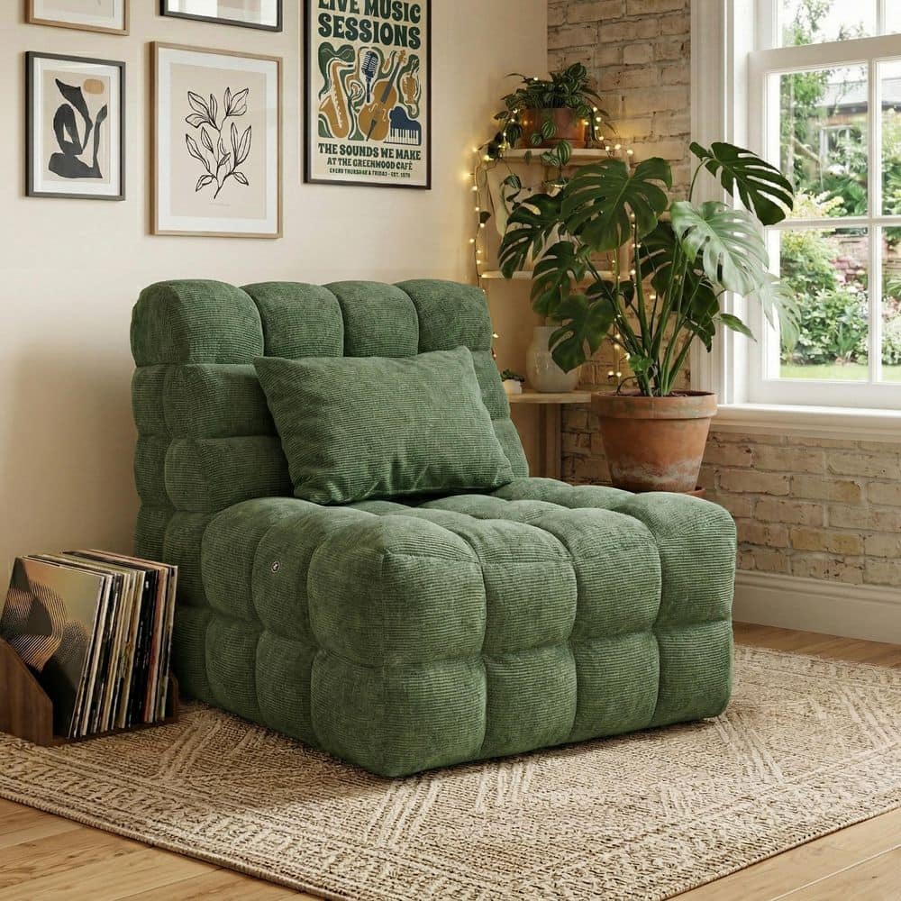 Daniel Green Fabric Biscuit Tufting Roller Massage Chair with Lumbar Pillow Included price history on PriceWatchPro