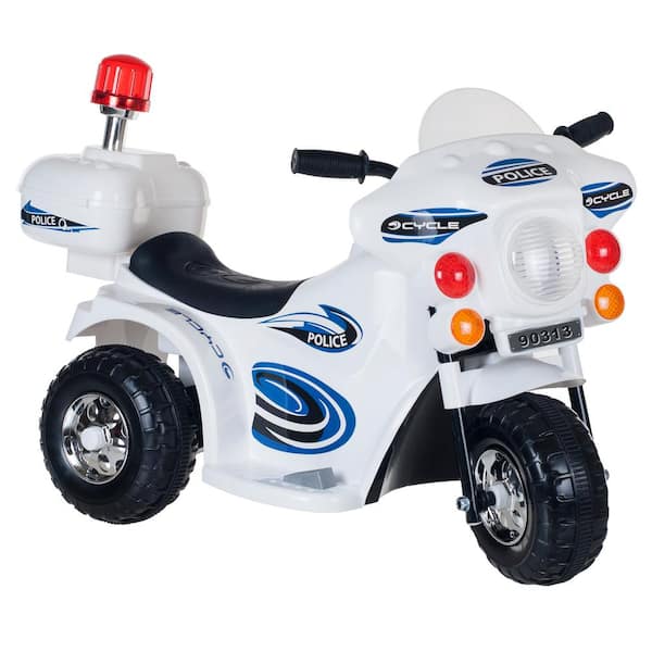 Lil Rider 3-Wheel Battery Powered Police Motorcycle in White