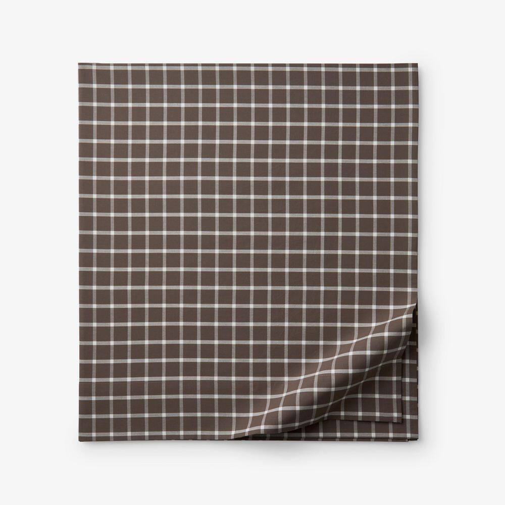 Company Cotton Yarn-Dyed Windowpane Brown Cotton Percale Queen Flat Sheet price history on PriceWatchPro