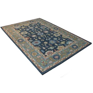 Niya Teal 5 ft. x 8 ft. (5 ft. x 7 ft. 6 in.) Geometric Transitional Area Rug