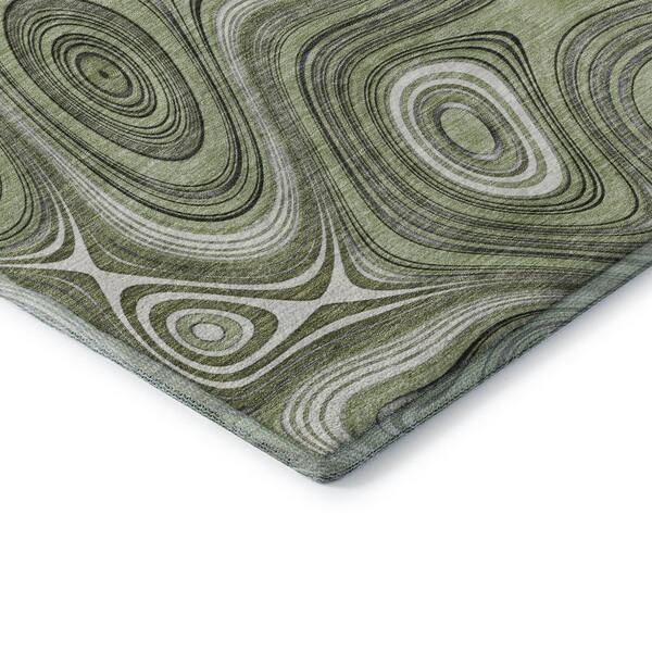 Mayfield Premium Machine Washable Abstract AMF2097 Aloe 10 ft. x 14 ft. Area Rug