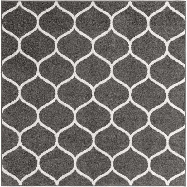 Unique Loom Trellis Frieze Rounded Dark Gray 7 ft. 10 in. x 7 ft. 10 in. Area Rug